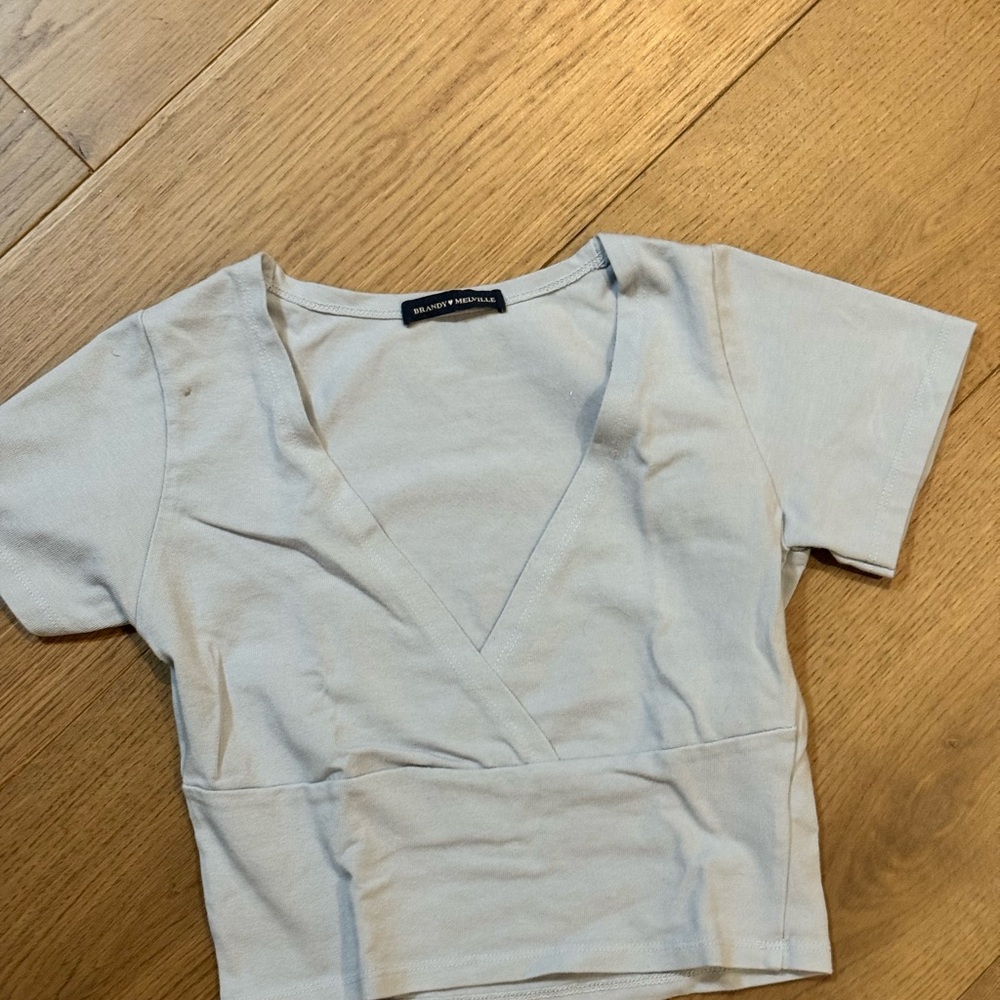 Brandy Melville Soft Gray V-Neck Top